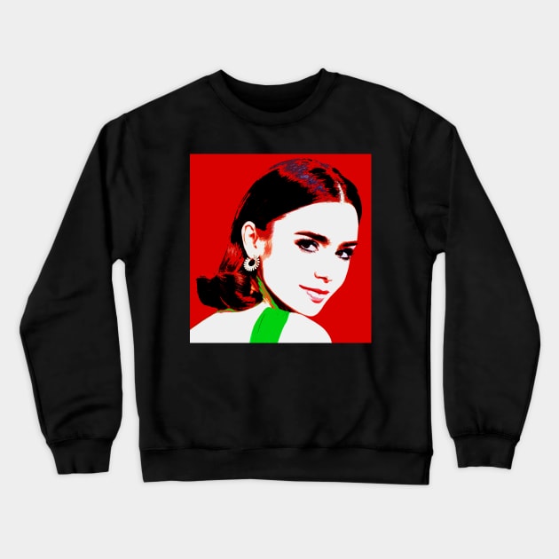 lily collins Crewneck Sweatshirt by oryan80